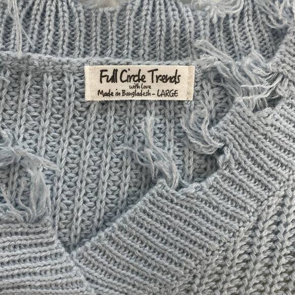 Full Circle Trends Womens L Sweater Color Block Chewed Hem Crop Long Sleeve NEW - Picture 6 of 8